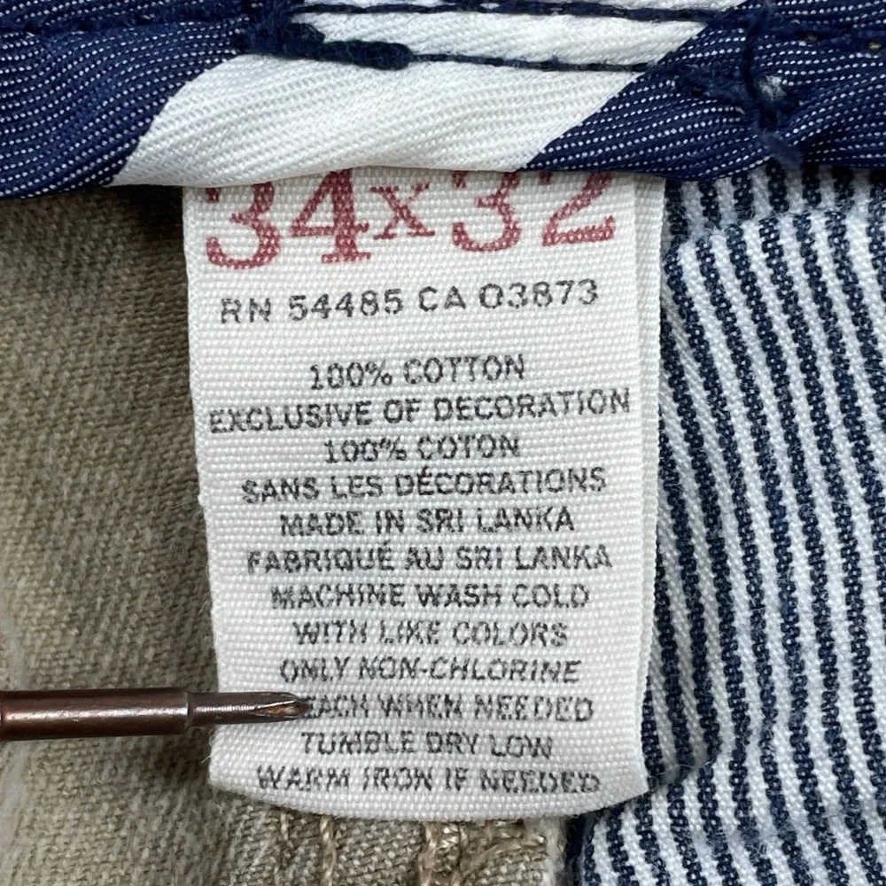 American Eagle Pants Mens 34x32 Tan AE Khaki Straight Distressed Chino Cotton